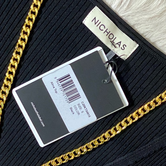 NICHOLAS CHAIN DETAILED “ALMA” RIBBED CROP TOP, S - Picture 14 of 14